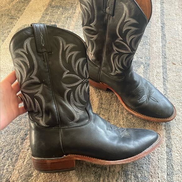 Tony Lama Other - Tony Lama Men’s Black Leather Cowboy Western Boots Size 10